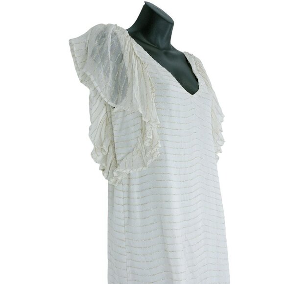 Amuse Society NWT Sunset Dreams Mini Shift Dress Womens S‎ Cream Metallic Beach - Picture 6 of 13